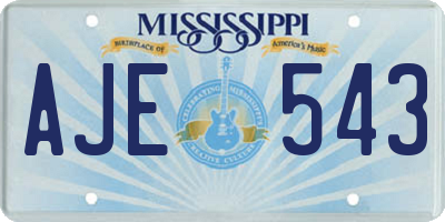 MS license plate AJE543