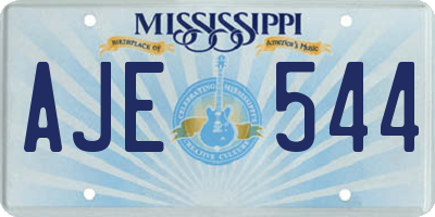 MS license plate AJE544