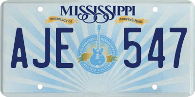 MS license plate AJE547