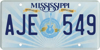 MS license plate AJE549