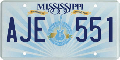 MS license plate AJE551