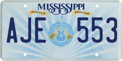 MS license plate AJE553