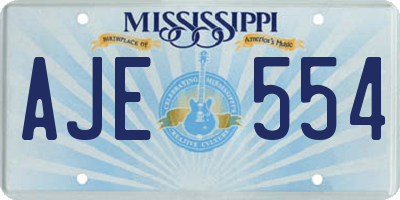 MS license plate AJE554