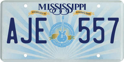 MS license plate AJE557