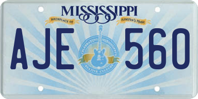 MS license plate AJE560