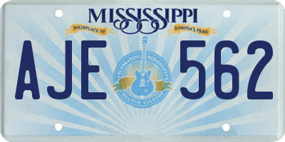 MS license plate AJE562