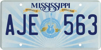 MS license plate AJE563