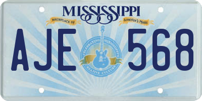 MS license plate AJE568