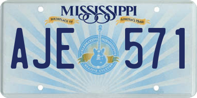 MS license plate AJE571