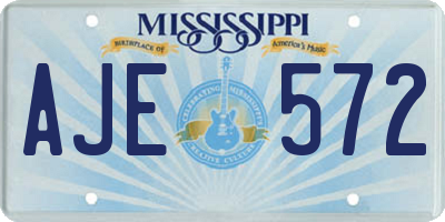 MS license plate AJE572