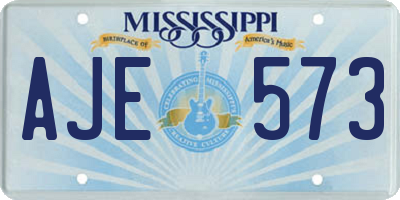 MS license plate AJE573