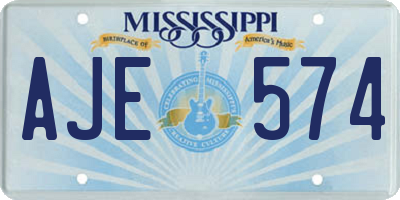 MS license plate AJE574