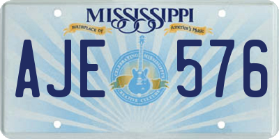 MS license plate AJE576