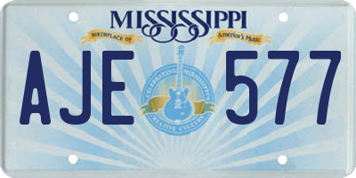 MS license plate AJE577