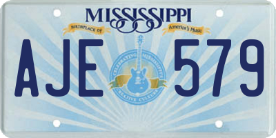 MS license plate AJE579