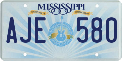 MS license plate AJE580