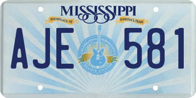 MS license plate AJE581
