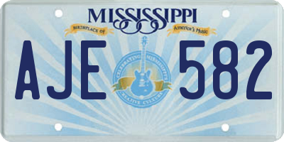 MS license plate AJE582