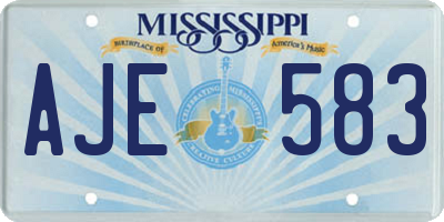 MS license plate AJE583