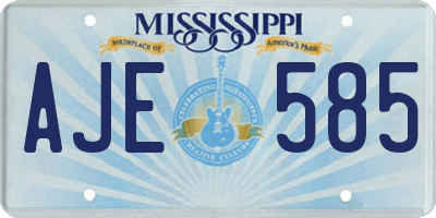 MS license plate AJE585