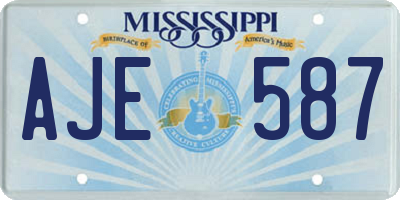 MS license plate AJE587