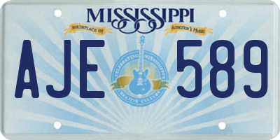 MS license plate AJE589