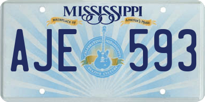MS license plate AJE593