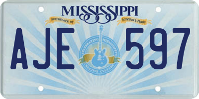 MS license plate AJE597