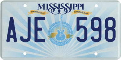 MS license plate AJE598