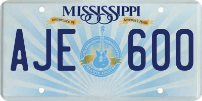 MS license plate AJE600