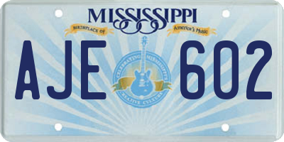 MS license plate AJE602