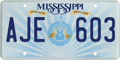 MS license plate AJE603