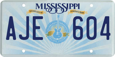 MS license plate AJE604