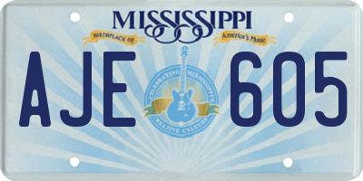 MS license plate AJE605