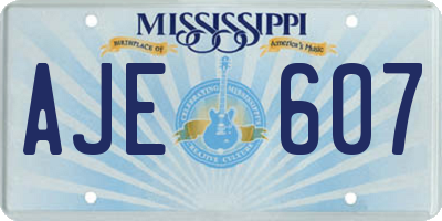 MS license plate AJE607