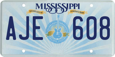 MS license plate AJE608