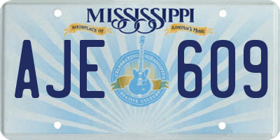 MS license plate AJE609