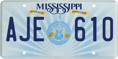 MS license plate AJE610