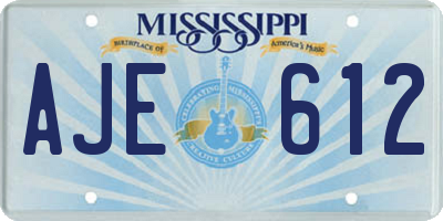 MS license plate AJE612