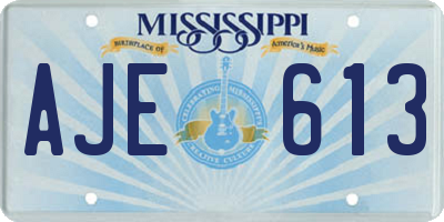 MS license plate AJE613