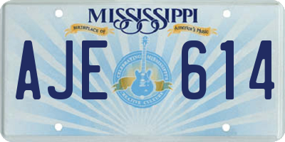 MS license plate AJE614