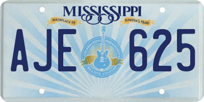 MS license plate AJE625