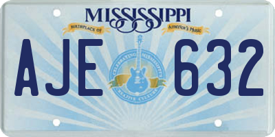 MS license plate AJE632