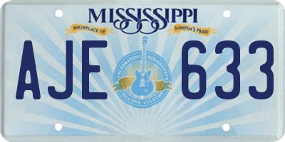 MS license plate AJE633