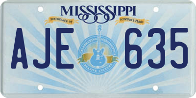 MS license plate AJE635
