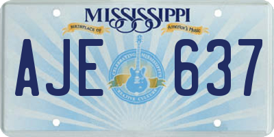 MS license plate AJE637