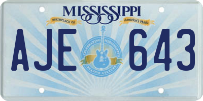 MS license plate AJE643