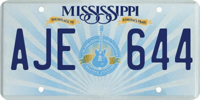 MS license plate AJE644