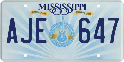 MS license plate AJE647