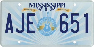 MS license plate AJE651